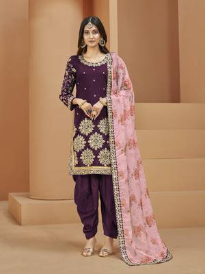 Purple embroidered art silk salwar 1