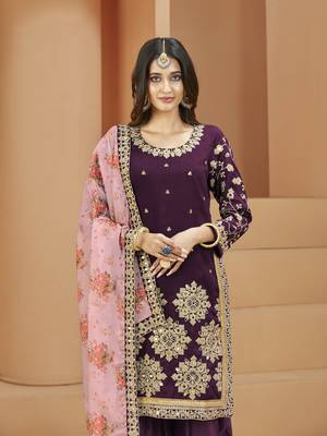 Purple embroidered art silk salwar 2