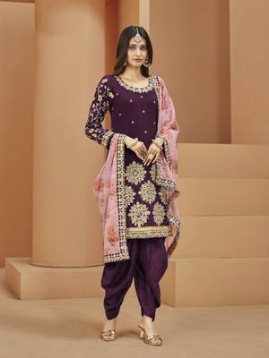 Purple embroidered art silk salwar 3
