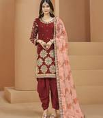 Red embroidered art silk salwar