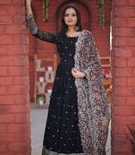 Black thread embroidery faux georgette salwar