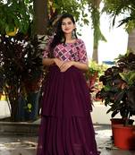 Wine bandhej faux georgette salwar