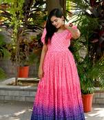 Pink bandhej art silk salwar