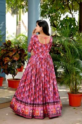 Pink thread embroidery fancy fabric salwar 2