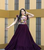 Wine thread embroidery faux georgette salwar