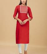 Rayon Straight Embroidery Kurti