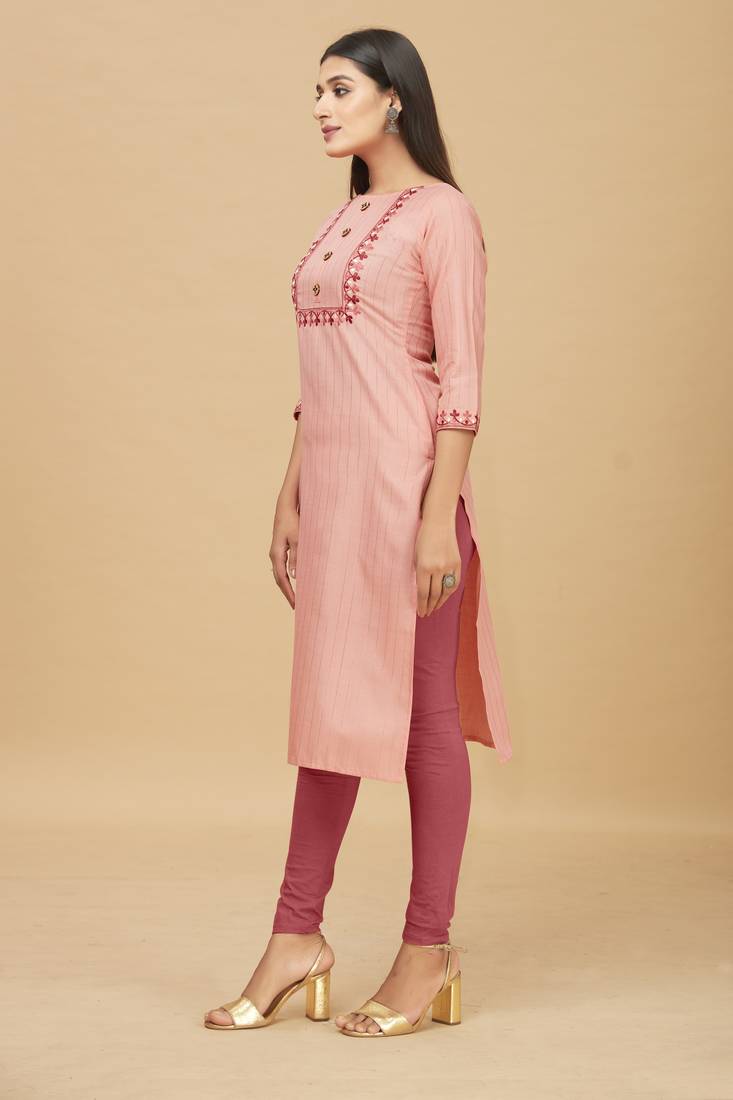 Rayon Straight Embroidery Kurti