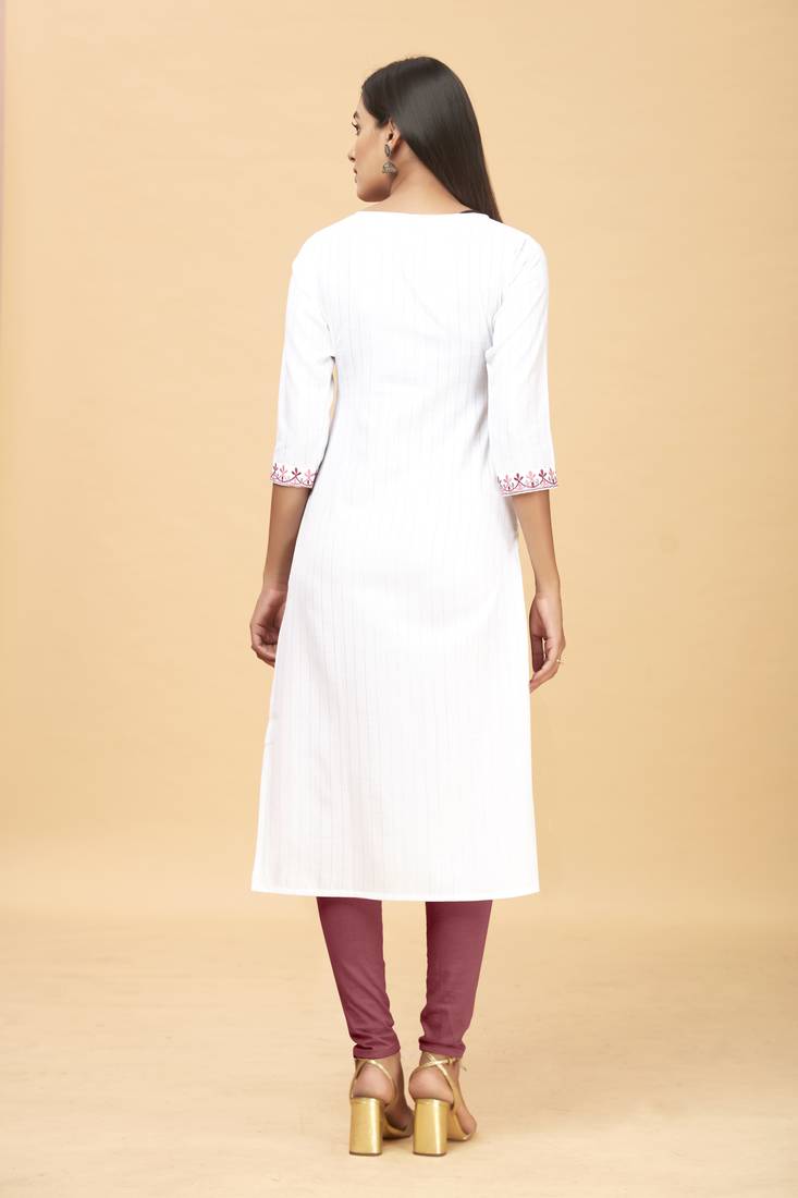 Rayon Straight Embroidery Kurti