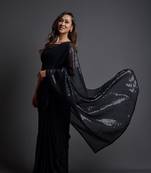  Party Wear Sequins Pattern Embroidery Work With Georgette Saree