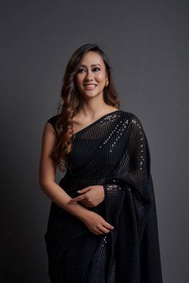  Party Wear Sequins Pattern Embroidery Work With Georgette Saree 2