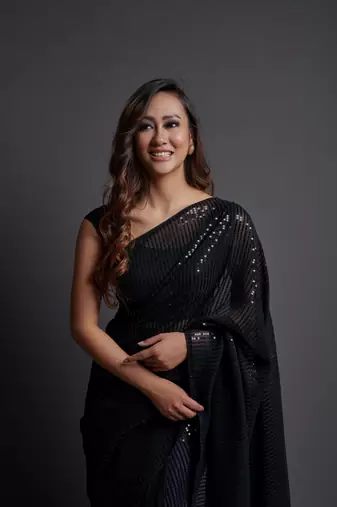  Party Wear Sequins Pattern Embroidery Work With Georgette Saree