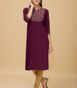 Rayon Straight Embroidery Kurti