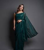  Party Wear Sequins Pattern Embroidery Work With Georgette Saree