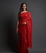  Party Wear Sequins Pattern Embroidery Work With Georgette Saree