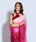 Party Wear Three Tone Padding Embroidery Sequence Work with Vichitra Silk Fabric