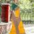  Lemon Satin Silk Embroidred Party Wear Saree With Blouse