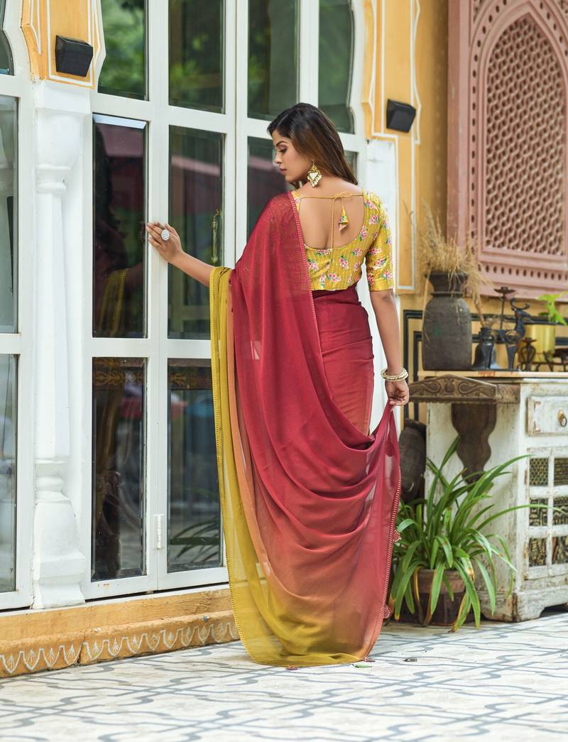 Siroski Work With Chiffon Fabric Padding Saree
