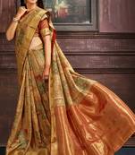 Multicolor woven bhagalpuri saree with blouse