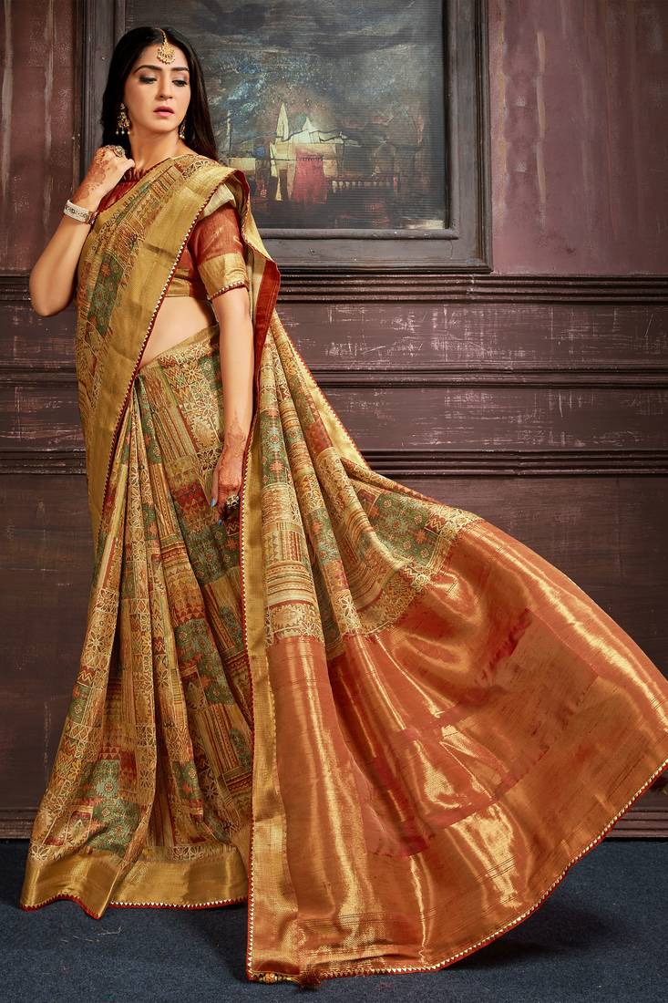 Multicolor woven bhagalpuri saree with blouse