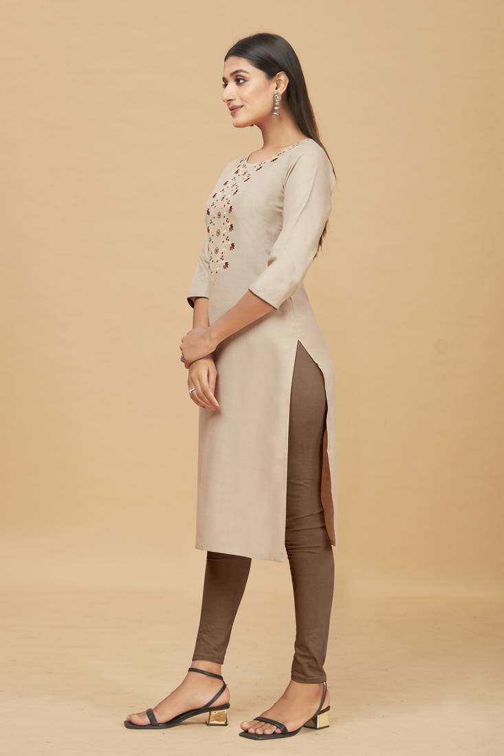 Cotton Straight Embroidery Kurti for women