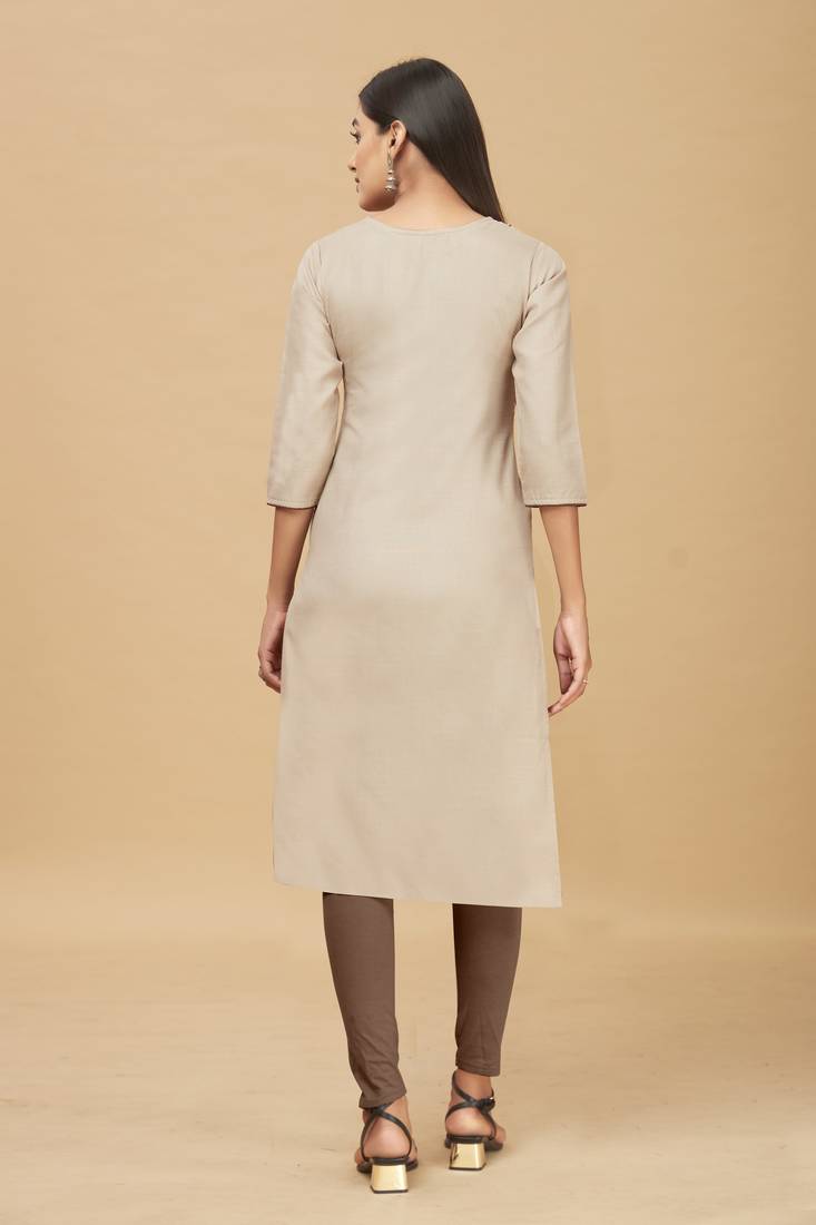 Cotton Straight Embroidery Kurti for women