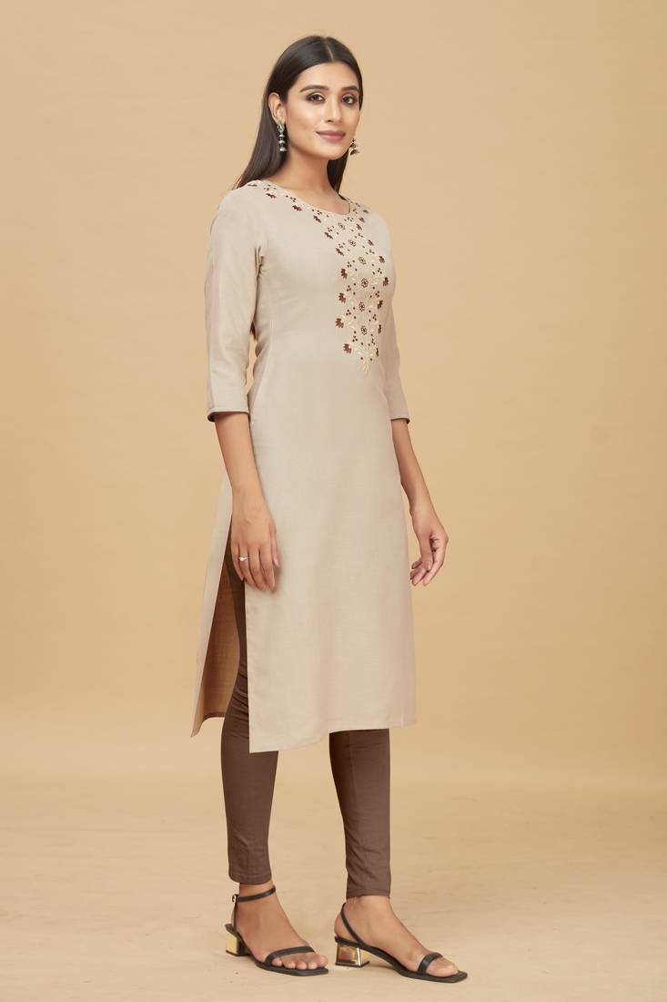 Cotton Straight Embroidery Kurti for women