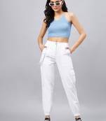 White plain
 cotton
 trousers