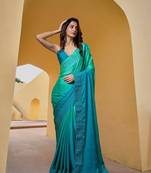 Women's Sky Blue Silk Saree Heavy Embroidered Work Saree