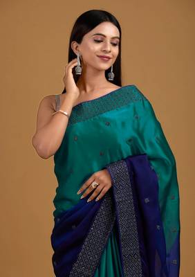 Trendmalls  Rangoli Silk Heavy swarovski Double Shade Party Wear Saree With Blouse 2