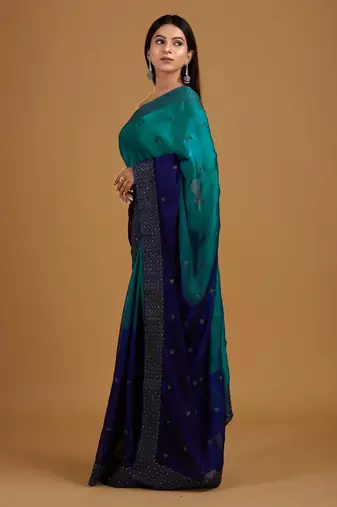 Trendmalls  Rangoli Silk Heavy swarovski Double Shade Party Wear Saree With Blouse