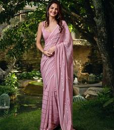 Silk Paper Mirror Work Embroidery Party Wear Saree With Blouse