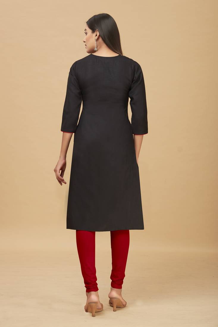 Cotton Straight Embroidery Kurti for women