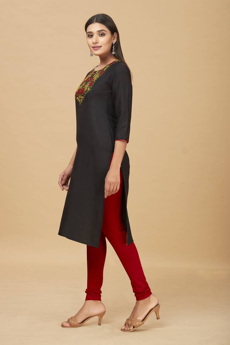 Cotton Straight Embroidery Kurti for women