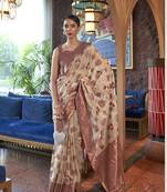  light pink woven organza saree with blouse
