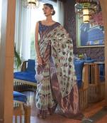  light blue woven organza saree with blouse