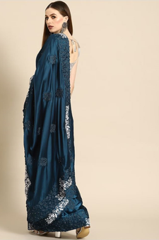 Trendmalls  Rangoli Silk Heavy Embroidred Party Wear Saree With Blouse