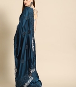 Trendmalls Trendmalls  Rangoli Silk Heavy Embroidred Party Wear Saree With Blouse