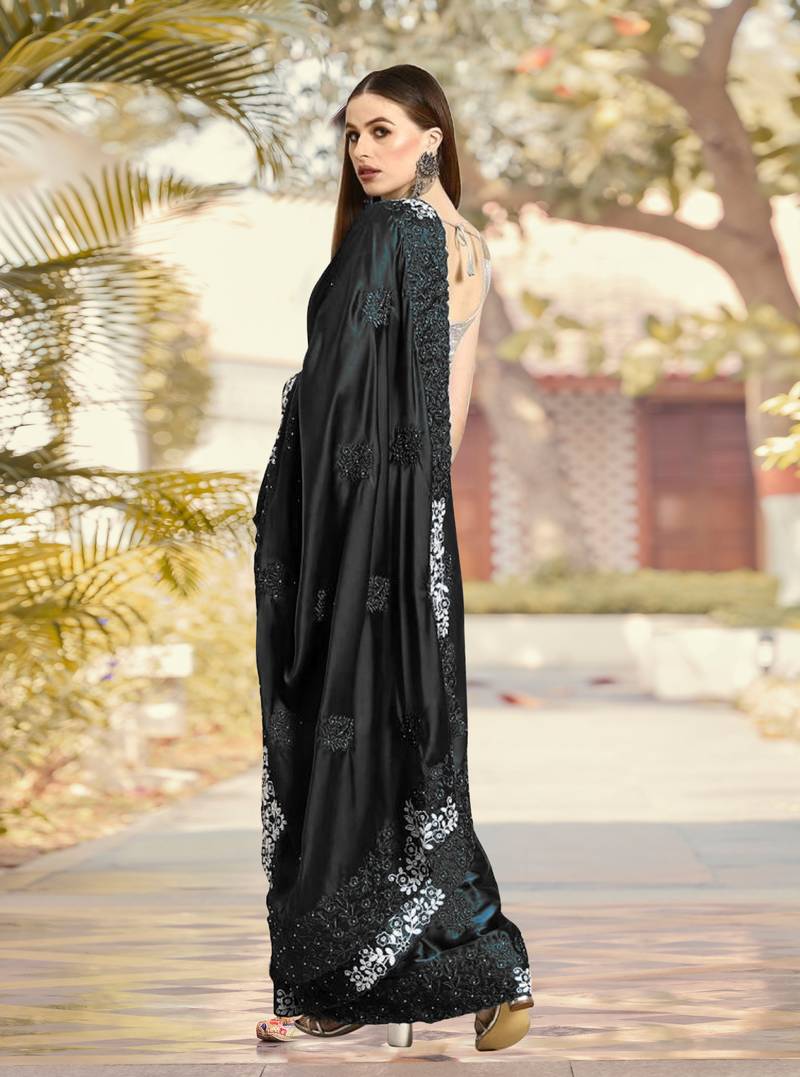 Trendmalls  Rangoli Silk Heavy Embroidred Party Wear Saree With Blouse