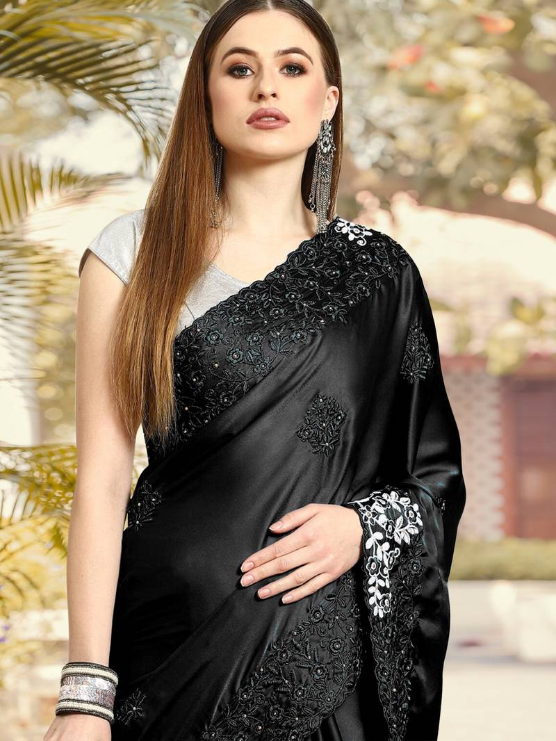 Trendmalls  Rangoli Silk Heavy Embroidred Party Wear Saree With Blouse