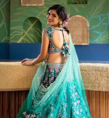 Trendmalls  Satin Embroidery Work Wedding, Party Wear Semi-stitched Latest Lehenga Choli With Dupatta 6