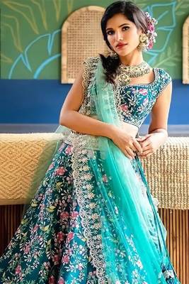 Trendmalls  Satin Embroidery Work Wedding, Party Wear Semi-stitched Latest Lehenga Choli With Dupatta 7