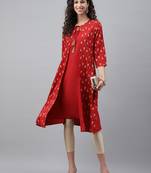 Red printed crepe ethnic-kurtis