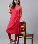 Pink printed crepe ethnic-kurtis