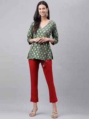 Green printed crepe salwar 1
