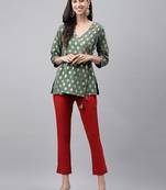 Green printed crepe salwar