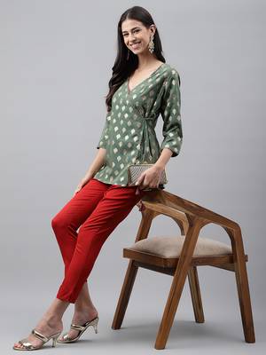 Green printed crepe salwar 2