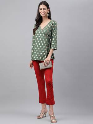 Green printed crepe salwar 3