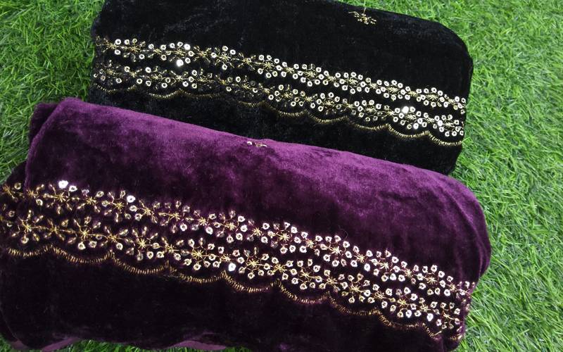 unstitched designer velvet blouse piece material combo offer