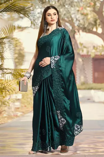 Trendmalls  Rangoli Silk Heavy Embroidred Party Wear Saree With Blouse