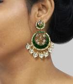 Green Meenakari Chandbali